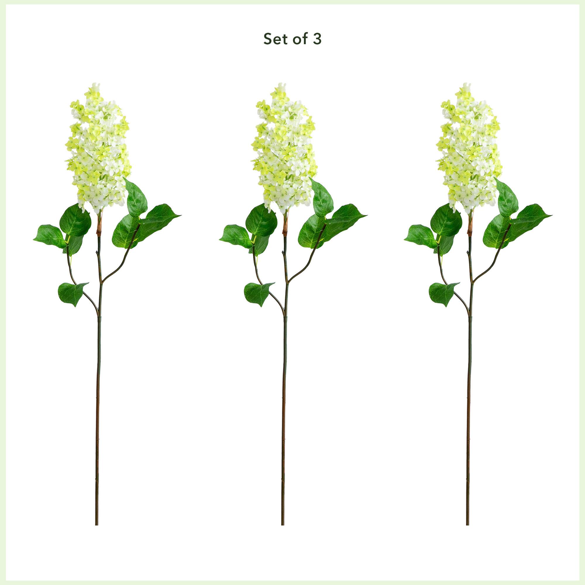 36" White Lilac Flower Stems, 3ct.